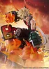 A dynamic action shot of a statue of Katsuki Bakugo from My Hero Academia, with fiery effects. Produktbild-Vorschau