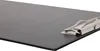 A close-up shot of a black clipboard with a silver clip, isolated on a white background. Produktbild-Vorschau