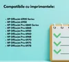 A list of compatible printer models with checkmarks on a notepad. Náhled obrázku produktu