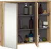 A bathroom cabinet with a mirror and shelves filled with various toiletries and accessories. Podgląd zdjęcia produktu