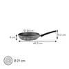 A diagram showing the dimensions of a frying pan, with a separate diagram of a lid. Náhľad obrázku produktu