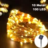 Solar Lichterkette 100 LED / 10 Meter Kabel Draht Deko Produktbild-Vorschau 1