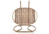 A brown rattan hanging chair with a metal frame, shown on a white background. Produktbild-Vorschau