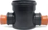 A black and orange drainage pipe fitting is shown against a white background. Produktbild-Vorschau