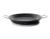 A black paella pan with two handles is shown against a white background. Produktbild-Vorschau