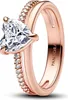 Pandora Ring Doppelband Herz Zirkonia Rosévergoldet Produktbild-Vorschau 1