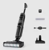 A cordless vacuum cleaner and its accessories are displayed against a plain background. Voir les images du produit
