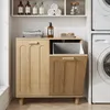 Panier à linge basculant avec panier amovible, en chêne Voir les images du produit 1