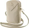 A beige Guess phone bag with a gold logo and zipper is shown against a white background. Náhľad obrázku produktu