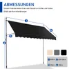 Diagram showing dimensions and color options for an awning. Náhľad obrázku produktu