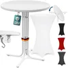 CASARIA® Table haute pliable blanche avec housse blanche Voir les images du produit 1