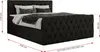 A black upholstered boxspring bed with dimensions indicated. Produktbild-Vorschau