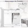 A white bathroom cabinet with dimensions indicated by measurement lines and text. Anteprima dell’immagine prodotto