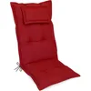 A red chair cushion with a headrest, shown against a white background. Produktbild-Vorschau