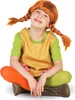 A child dressed as Pippi Longstocking sits cross-legged against a white background. Podgląd zdjęcia produktu