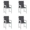 Four white garden chairs with dark grey cushions are arranged in a grid formation against a white background. Náhľad obrázku produktu