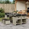 vidaXL 9-tlg. Garten-Essgruppe mit Kissen Hellgrau Poly Produktbild-Vorschau 2