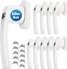 A collection of white window handles with silver locking mechanisms and keys, arranged on a white background. Anteprima dell’immagine prodotto