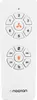 A white remote control with buttons arranged in two circular groups. The top group has numbers 1-6 and a fan icon in the center. The bottom group has timer functions (1H, 2H, 4H, 8H), a light bulb icon, and a wind icon. The brand 'nooton' is visible at the Produktbild-Vorschau