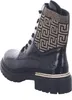 A black Rieker women's lace-up boot with a patterned shaft. Voir les images du produit