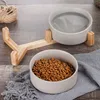 MERSJO Keramik Doppelschale Holz, Fressnapf Hund und Katze, Produktbild-Vorschau 4