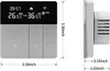 A digital thermostat shown from the front and side, with dimensions indicated. Produktbild-Vorschau