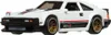 A white toy car with black and red racing stripes. Náhled obrázku produktu
