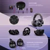 Collage of images showcasing different features and angles of headphones, with descriptive text. Náhled obrázku produktu