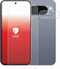 A screen protector and camera protector for a smartphone are shown on a white background. Produktbild-Vorschau