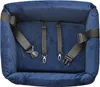 A top-down view of a blue pet car seat with safety straps. Produktbild-Vorschau