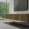 doporro Mobile Porta TV Sospeso 280 cm con 4 Ante Marrone Anteprima dell’immagine prodotto 4