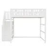 A white loft bed with stairs is shown against a white background. Náhľad obrázku produktu
