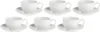 A set of six white coffee cups with saucers arranged in two rows on a white background. Anteprima dell’immagine prodotto