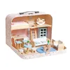 Tragbares Puppenhaus im Koffer Rosa mit Holzmöbeln & Produktbild-Vorschau 3