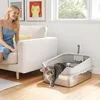 PawHut kattenbak, roestvrij staal, open model met schep en Productafbeelding-voorbeeld 2