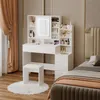 Toaletka kosmetyczna z taboretem I lustrem LED – glamour Podgląd zdjęcia produktu 2