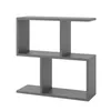 A gray, modern, multi-purpose shelf unit is shown against a white background. Voir les images du produit