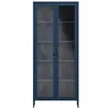 A dark blue glass-fronted cabinet with four shelves, shown against a white background. Anteprima dell’immagine prodotto