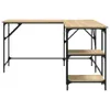 A product image of a l-shaped desk with shelves. Produktbild-Vorschau