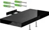 A black floating shelf with mounting hardware and screws. Náhled obrázku produktu