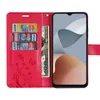 A red phone case with card slots and a phone inserted, shown against a white background. Produktbild-Vorschau