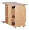 A light wood computer desk with shelves and a pull-out keyboard tray, shown from a three-quarter angle on a white background. Anteprima dell’immagine prodotto