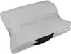 A stack of white hygiene pads with a translucent band across them that has "Hygiene +" printed on it. The bottom of the stack shows a glimpse of black disc-like objects. Produktbild-Vorschau
