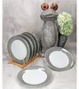 6er Set Variant Grau Kuchenteller bunte Frühstücks-Teller Produktbild-Vorschau 2