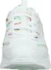 A close-up front view of a white sneaker with colorful accents. Produktbild-Vorschau