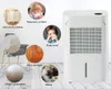 A white dehumidifier is shown next to several circular images illustrating problems caused by high humidity, such as slow drying clothes, respiratory issues, musty smells, wet walls, damaged wood, water condensation, and mildew. Anteprima dell’immagine prodotto