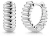 Gerippte Creolen 925 Silber - Damen Ohrringe Klappcreolen Produktbild-Vorschau 1