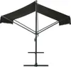 A freestanding awning with a dark fabric canopy and a metal frame, shown against a white background. Produktbild-Vorschau