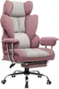 A pink and gray ergonomic office chair with a footrest, shown from the front. Produktbild-Vorschau