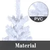 A close-up view of a white artificial Christmas tree with a magnified inset showing the material. Produktbild-Vorschau